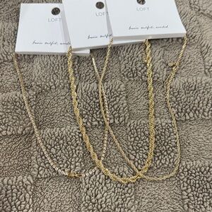 LOFT Gold and Silver Twisted Necklace Trio
